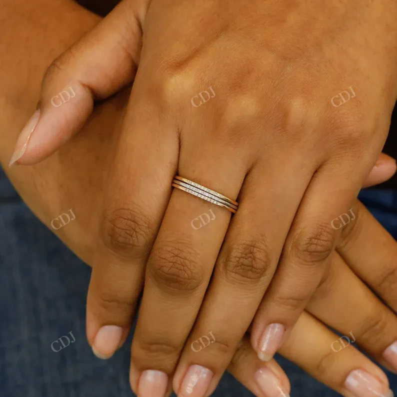 0.03CTW CVD Diamond Ultra Thin Minimalist Stackable Ring