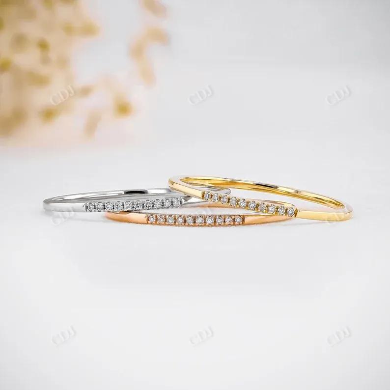 0.03CTW CVD Diamond Ultra Thin Minimalist Stackable Ring
