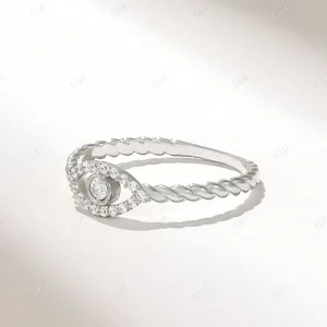 0.19CTW Round Lab Grown Diamond Minimalist Evil Eye Ring
