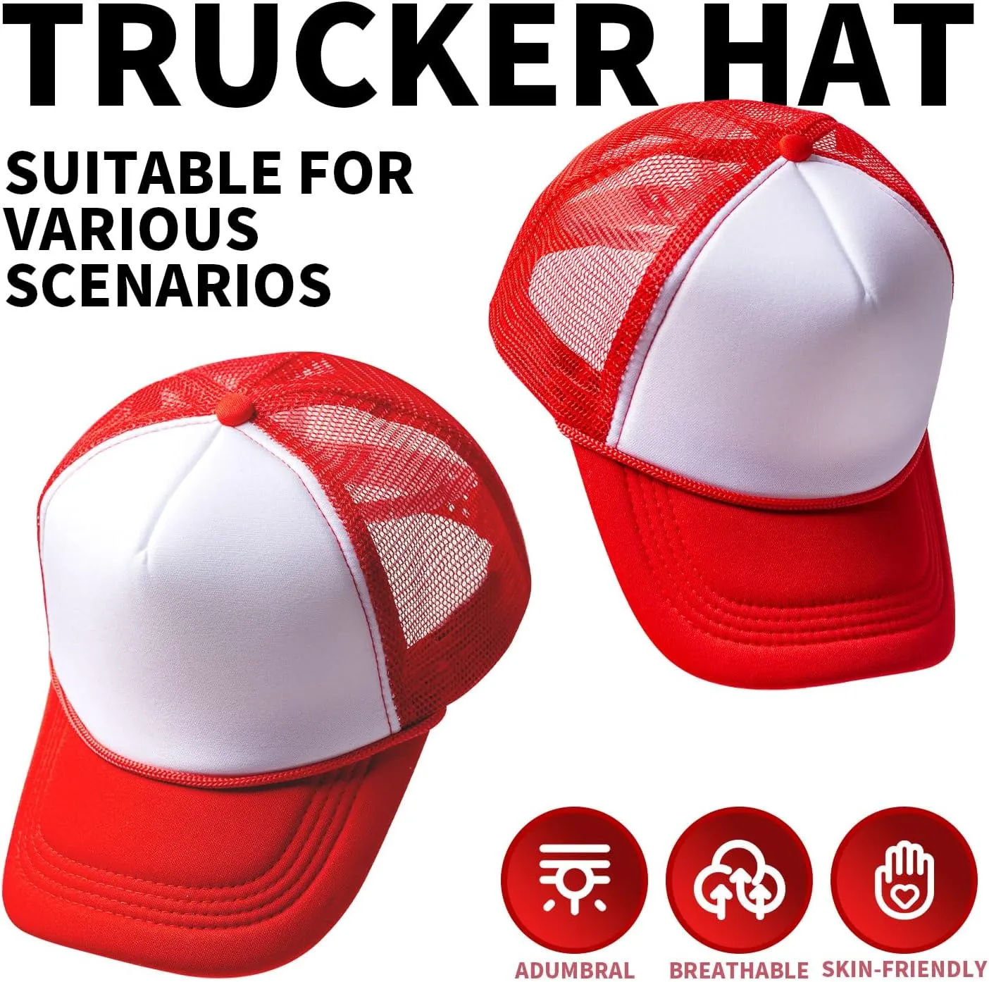 10 Blank Trucker Hats Bulk with Decorative Ropes,Men and Women Hat Bulk Heat Transfer Graffiti Hats