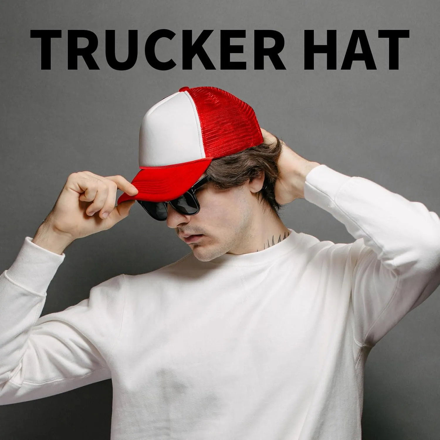 10 Blank Trucker Hats Bulk with Decorative Ropes,Men and Women Hat Bulk Heat Transfer Graffiti Hats