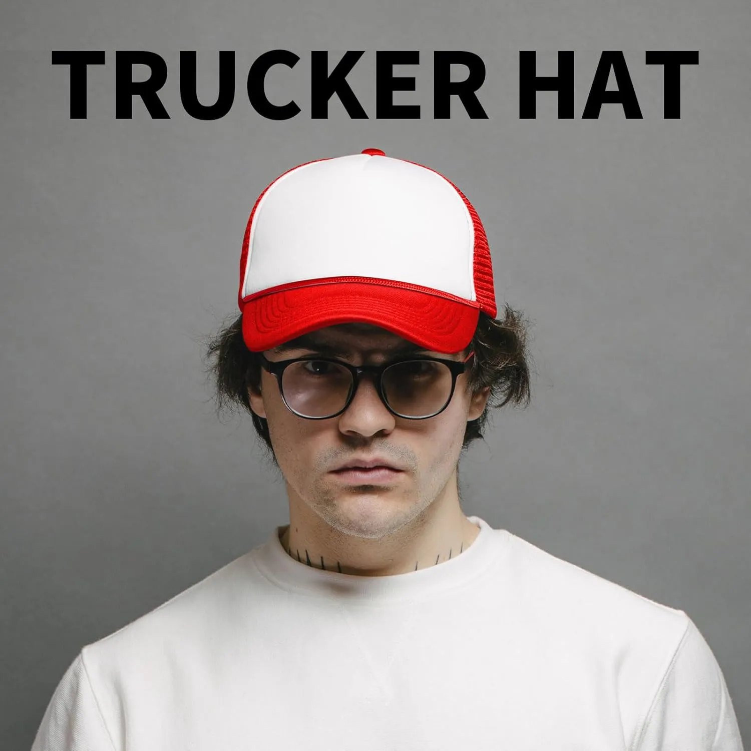 10 Blank Trucker Hats Bulk with Decorative Ropes,Men and Women Hat Bulk Heat Transfer Graffiti Hats