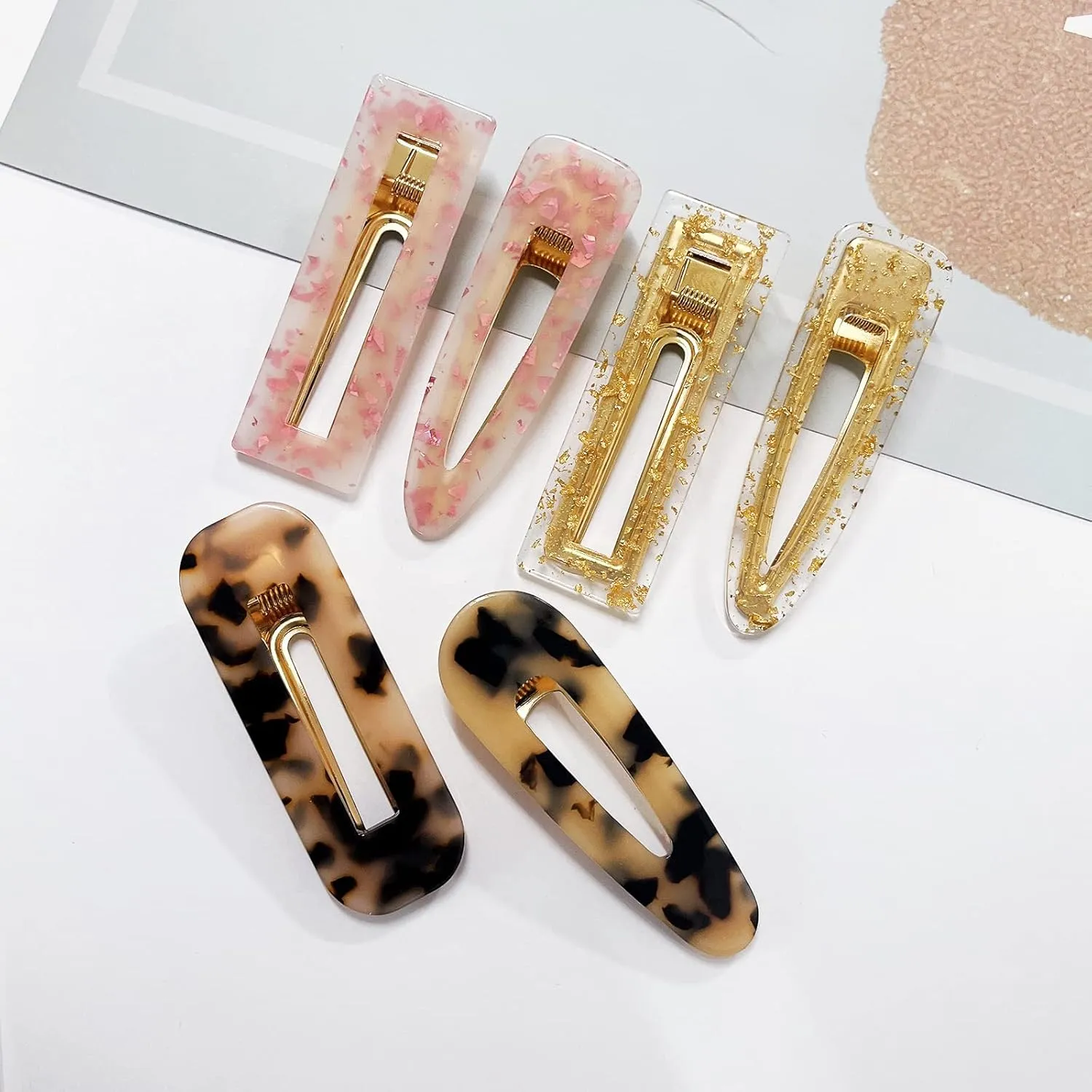 12 Pieces Acrylic Resin Marble Hair Clips Set, Decorative Pearls Hair Barrettes Sweet Decorative Bobby Pins Hairpin Headwear Hair Accessories Headwear for Women and Girls