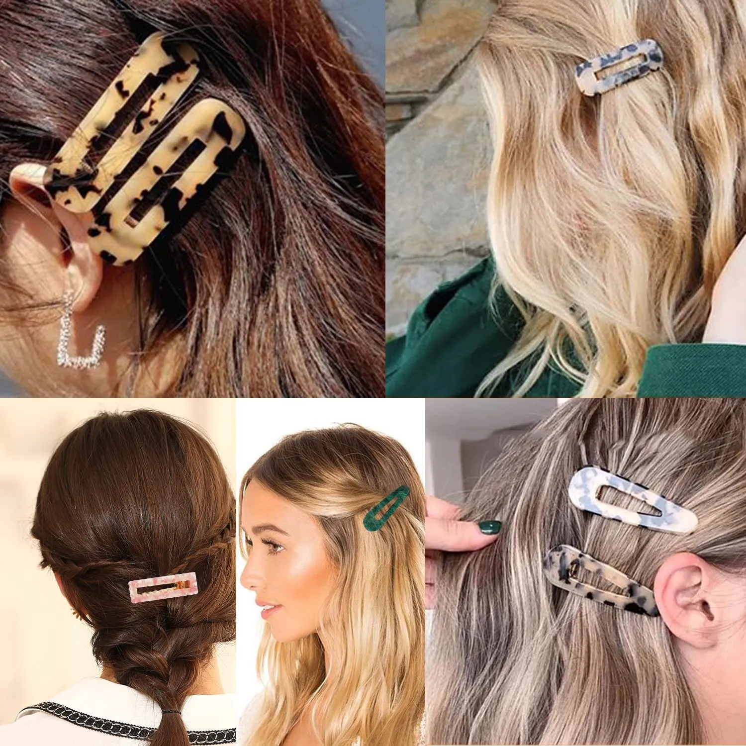 12 Pieces Acrylic Resin Marble Hair Clips Set, Decorative Pearls Hair Barrettes Sweet Decorative Bobby Pins Hairpin Headwear Hair Accessories Headwear for Women and Girls