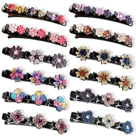 12PCS Sparkling Crystal Stone Braided Hair Clips for Women and Girls, Easily Braided Hair Clips Hair Bands, Shiny Rhinestone Hair Clip, Chopped Hairpin Duckbill Clips