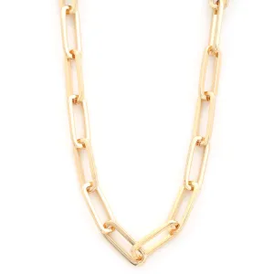 14K Gold Dipped Oval Long Chain Necklace