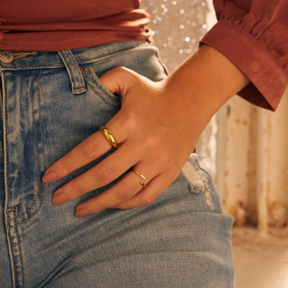 14k Gold Vermeil Dome Bean Ring