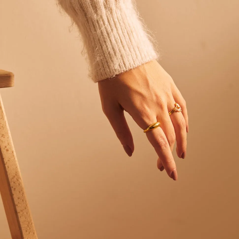 14k Gold Vermeil Dome Bean Ring