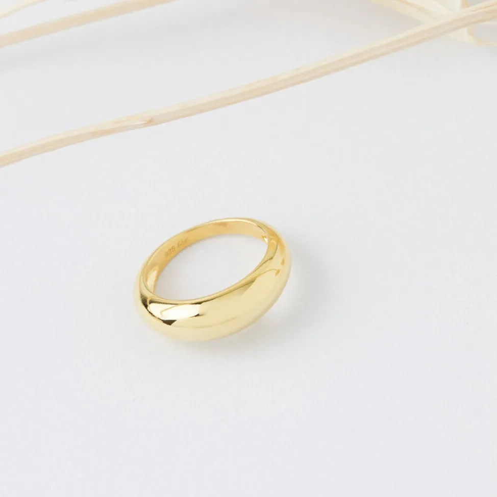 14k Gold Vermeil Dome Bean Ring