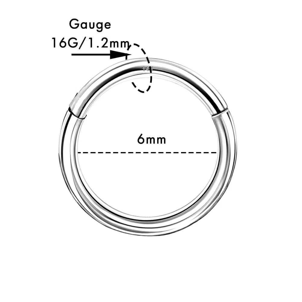 14K White Gold Segment Daith Earring 16G Minimalist Septum Ring