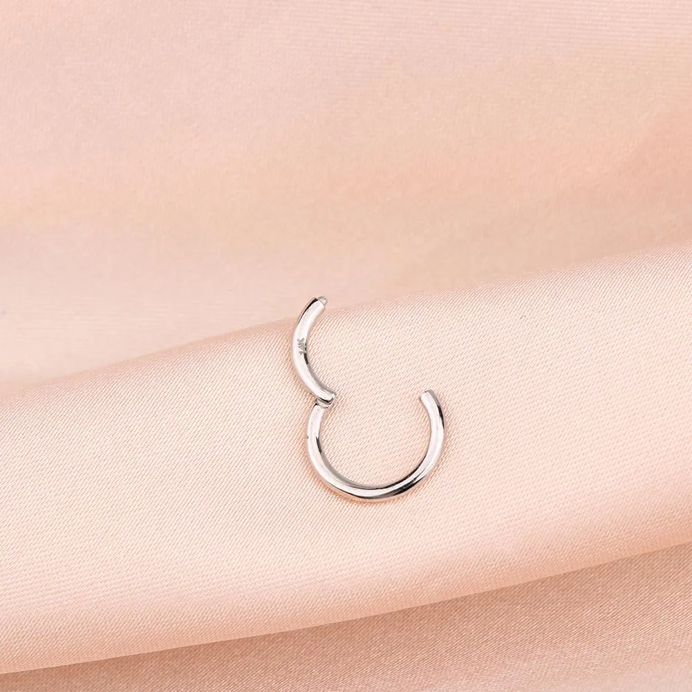 14K White Gold Segment Daith Earring 16G Minimalist Septum Ring