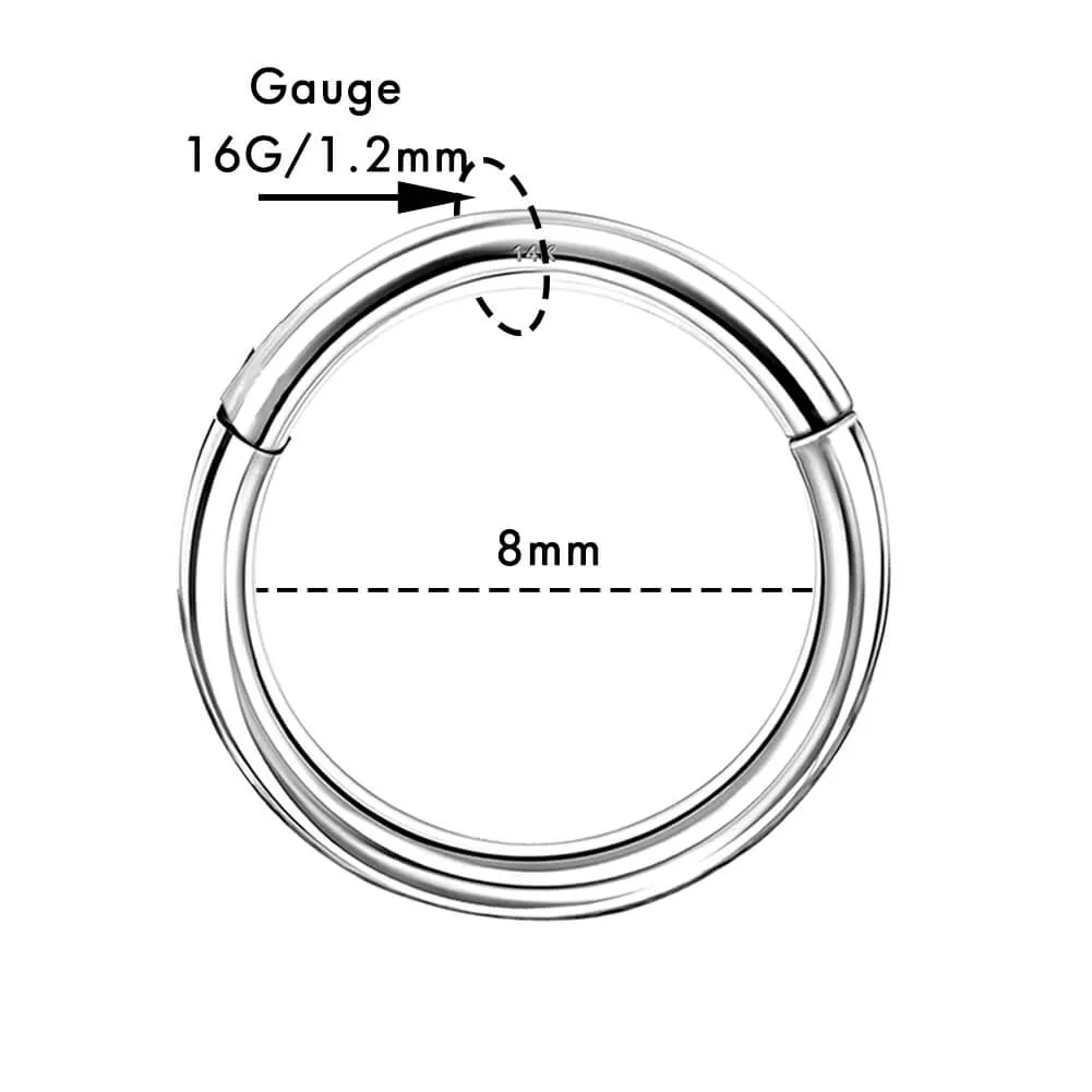 14K White Gold Segment Daith Earring 16G Minimalist Septum Ring