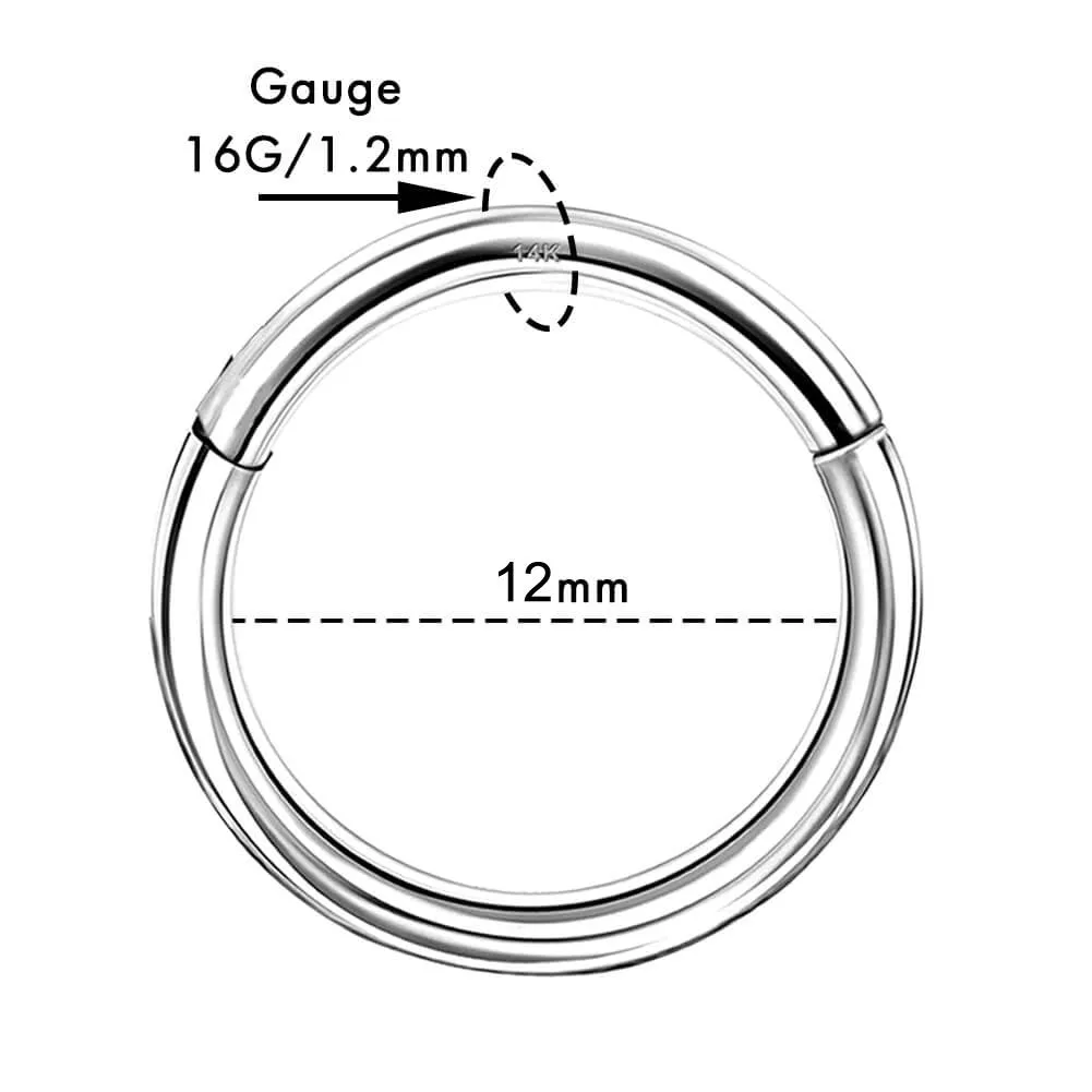 14K White Gold Segment Daith Earring 16G Minimalist Septum Ring