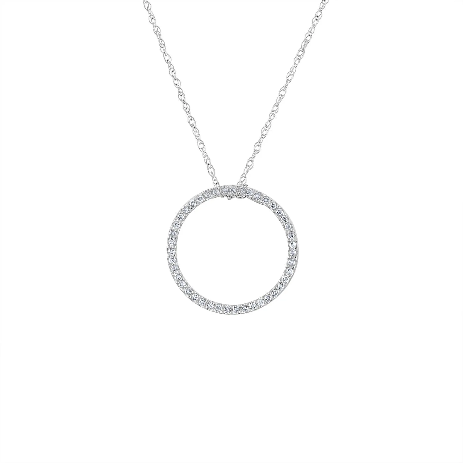 14KT GOLD MEDIUM DIAMOND OPEN CIRCLE NECKLACE