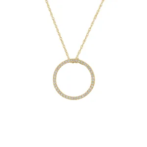 14KT GOLD MEDIUM DIAMOND OPEN CIRCLE NECKLACE