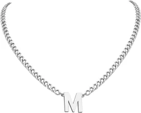 18 2 Inch Initial Letter Pendant Necklace for Men Women, 18K Gold Plated Stainless Steel Capital A-Z Alphabet Name Necklaces 4.5mm Cuban Link Chain with Initial - Send Gift Box