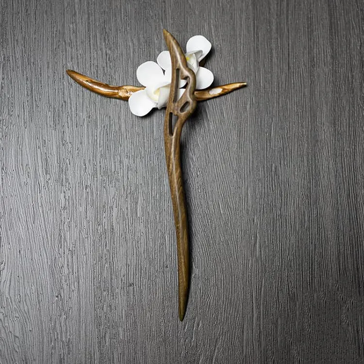18cm Sandalwood Chinese Hairpin Zan (Shape 21)