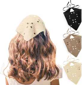 3 Pcs Crochet Bandana Headscarf Hair Scarf Headbands for Women Girls Knitted Head Kerchief, Black Beige Khaki