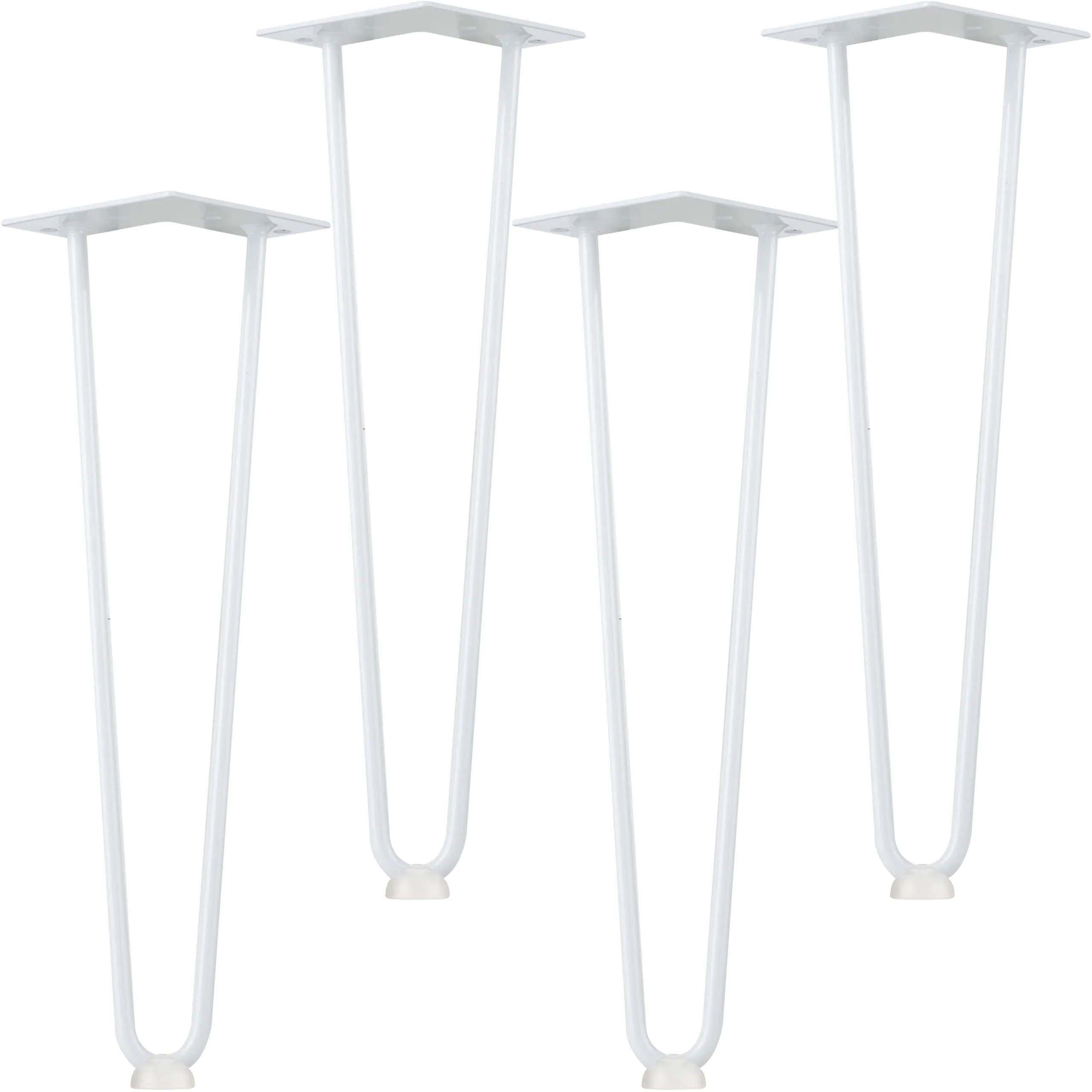 4x Hairpin Legs In Stainless Metal White - Furniture Legs 41 Cm With 2 Struts  P