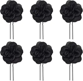 6 Pcs Small Flower Hair Pins U Shaped Hair Pins Decorative Rose Hairpins Elegant Bridal Flower Hair Pins Wedding Flower Hair Clips for Women Girls Black