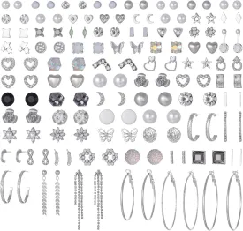 72 Pairs Earrings for Women Stud Earrings Set Multipack of Flower Studs Heart Studs Hoop Earrings Shinning Tassel Earrings Jewelry for Any Occasions