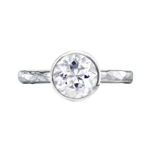 8mm White Topaz Hammered Twinkle Ring