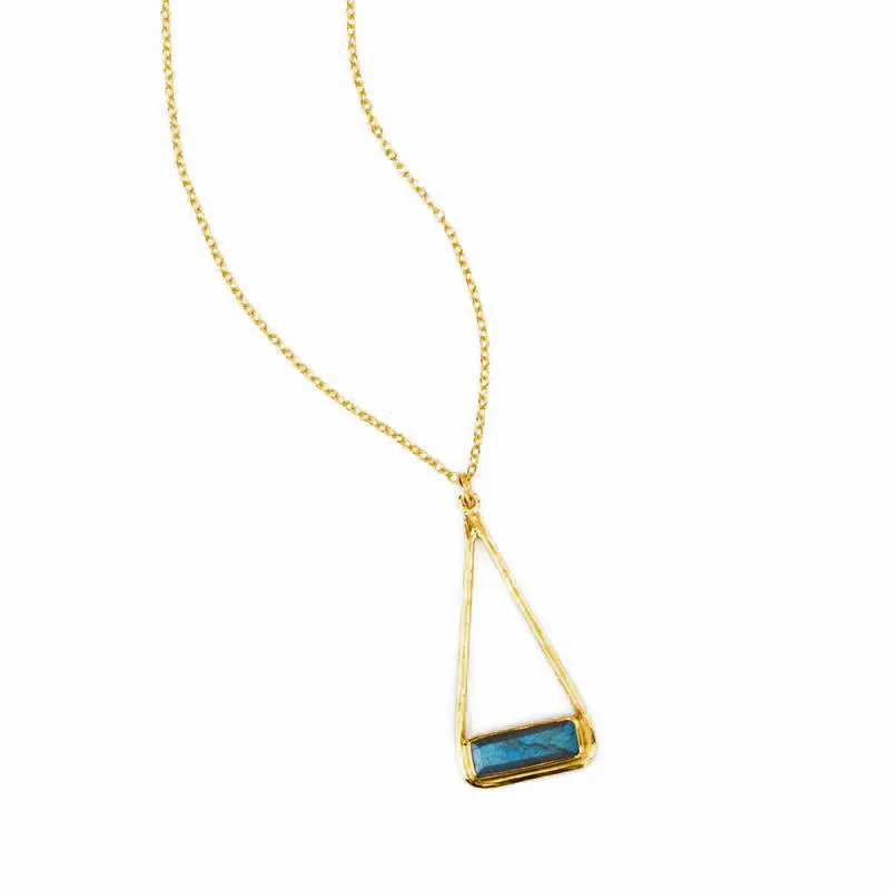 Adira Series: Labradorite Bar in Triangle Pendant Necklace