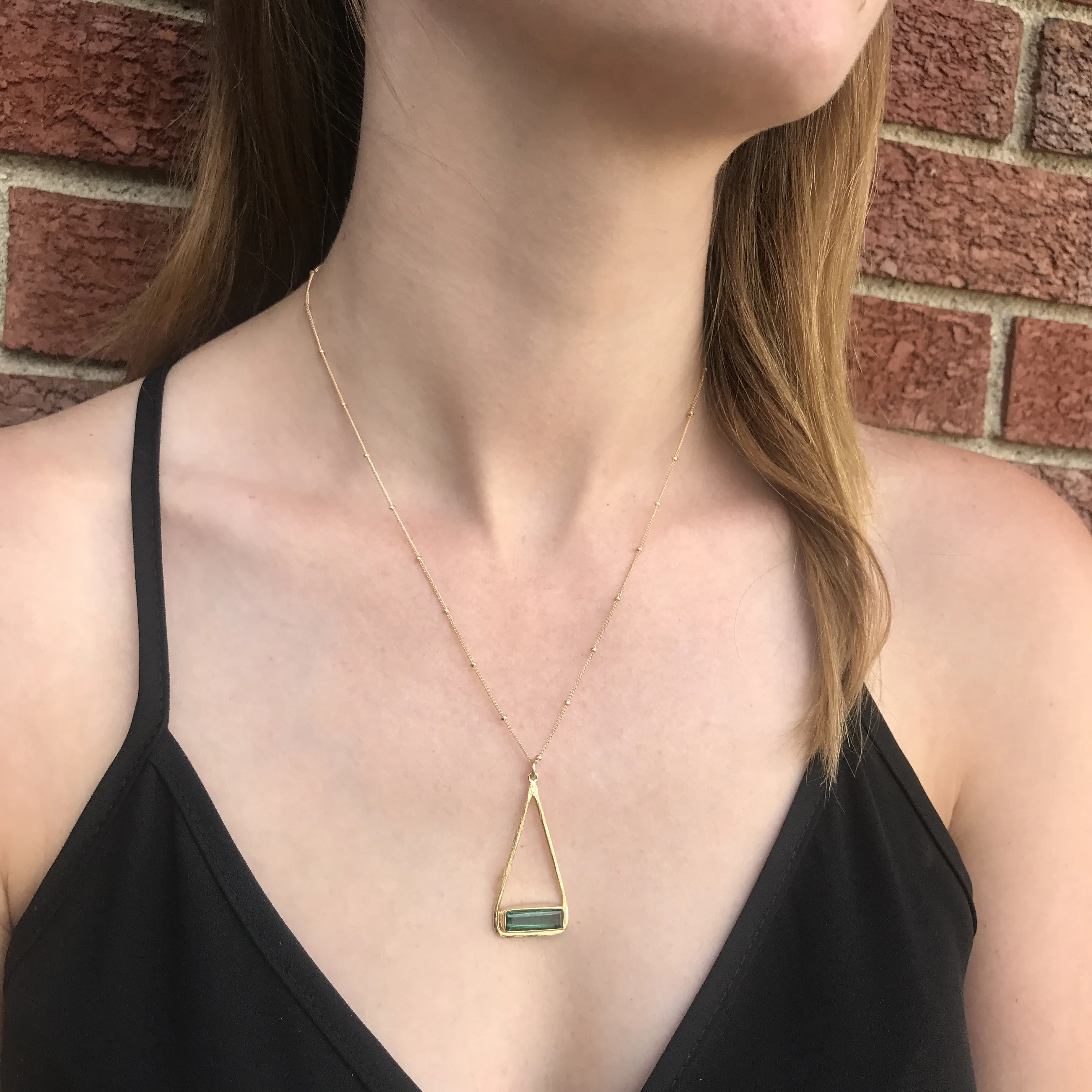 Adira Series: Labradorite Bar in Triangle Pendant Necklace