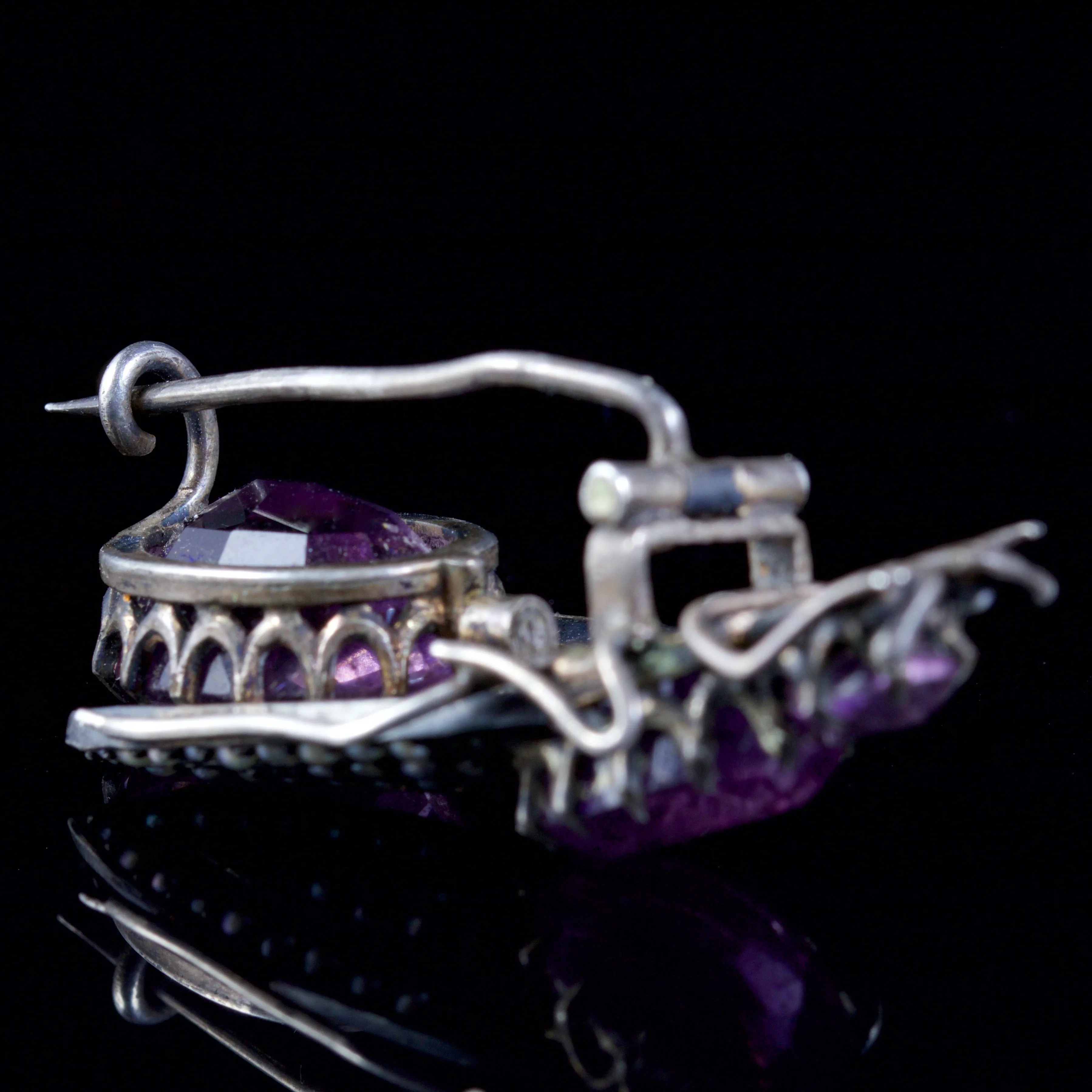 Antique Victorian Amethyst Pearl Bug Brooch 10Ct Amethyst Silver Circa 1900