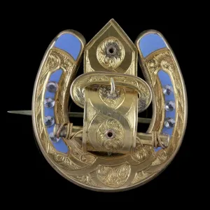 Antique Victorian Horseshoe Brooch Gold Gilt Circa 1900