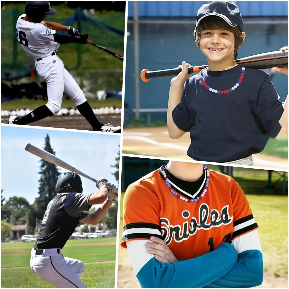Baseball Ice Collection Necklace for Boys Sparkly Elastic Bling Beaded Shiny Rhinestone Necklace Accessories for Baseball Lovers Players