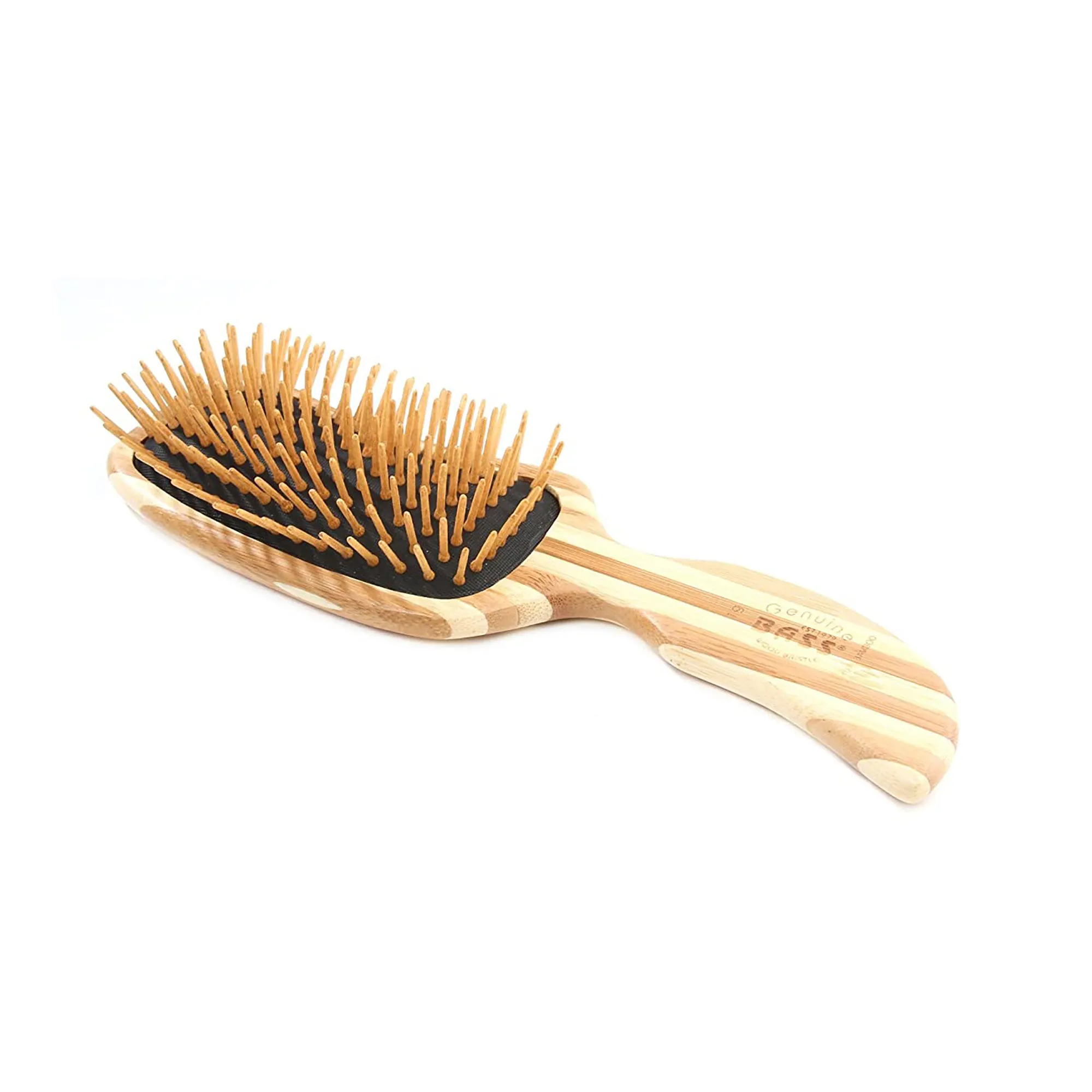 Bass Brushes The Green Brush 19 | Semi 'S' Hairbrush with Bamboo Pins   Bamboo Handle