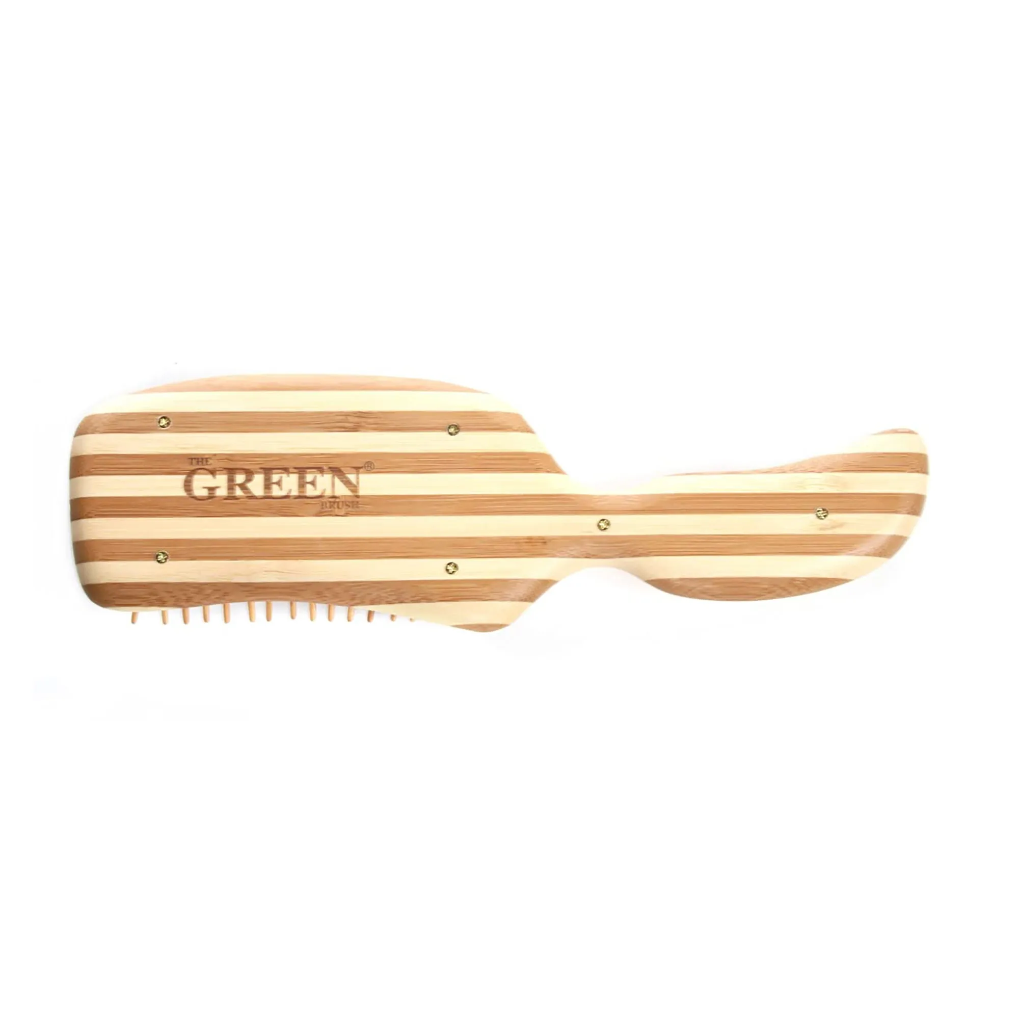 Bass Brushes The Green Brush 19 | Semi 'S' Hairbrush with Bamboo Pins   Bamboo Handle