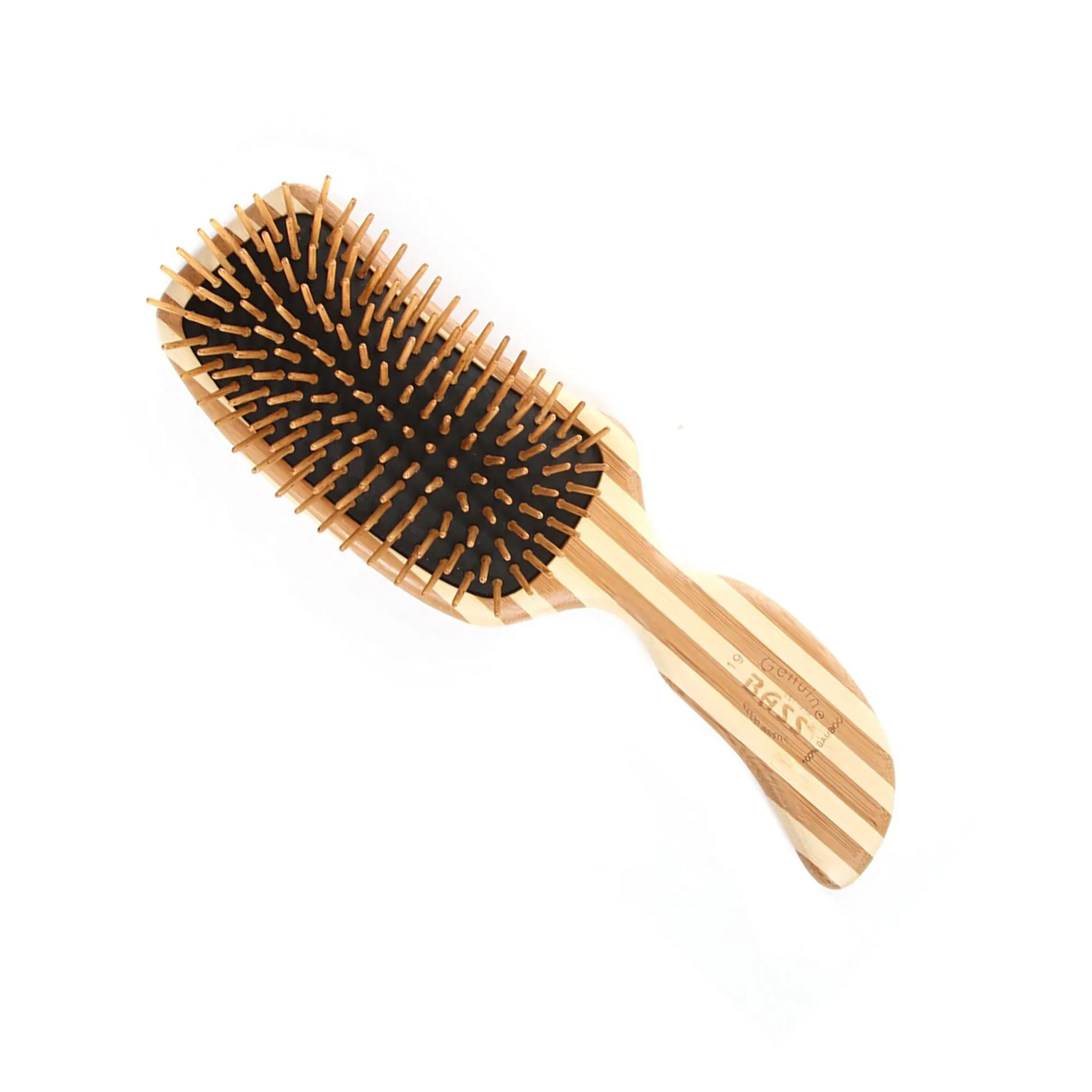 Bass Brushes The Green Brush 19 | Semi 'S' Hairbrush with Bamboo Pins   Bamboo Handle