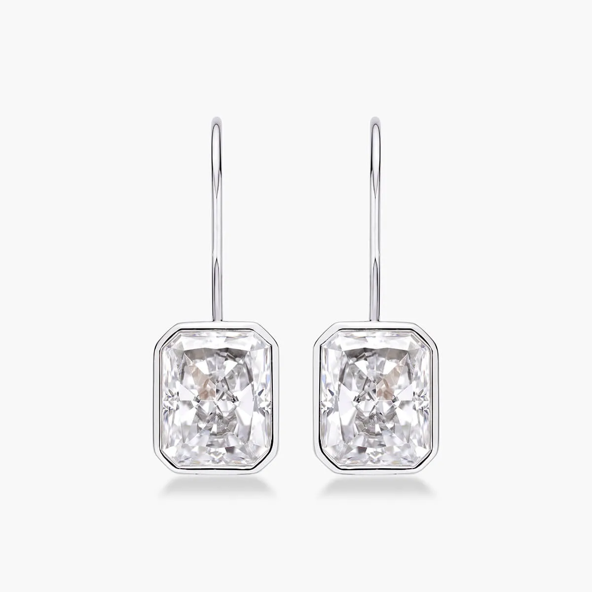 Bezel Radiant Cut Drop Earrings