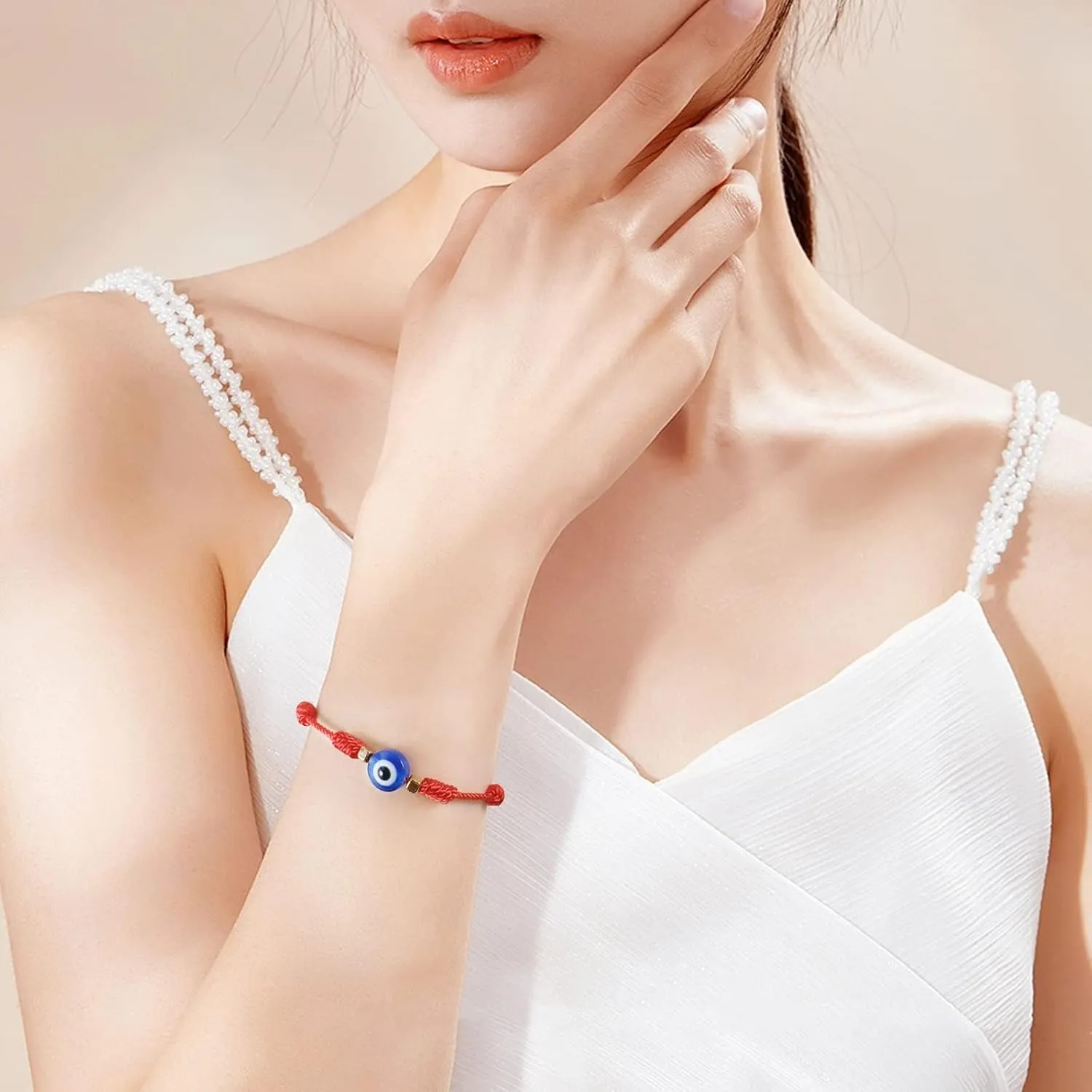 Blue Evil Eye Anklet Bracelet for Women Red Thread String Bracelets (red)