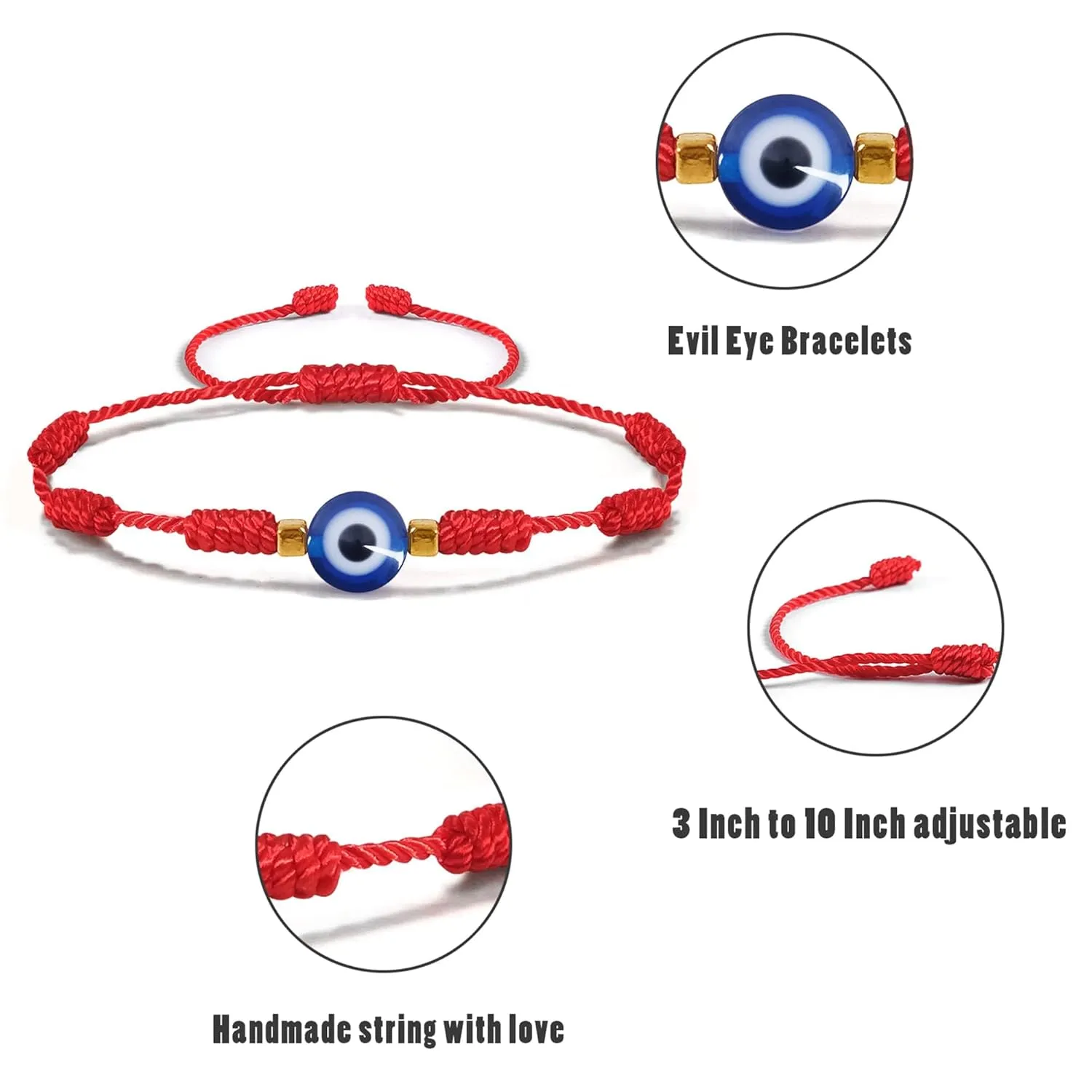 Blue Evil Eye Anklet Bracelet for Women Red Thread String Bracelets (red)