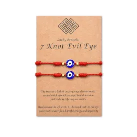 Blue Evil Eye Anklet Bracelet for Women Red Thread String Bracelets (red)
