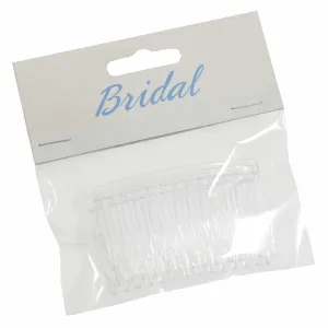 Bridal Clear Plastic Hair Comb Slides - 7cm (Pack of 2)