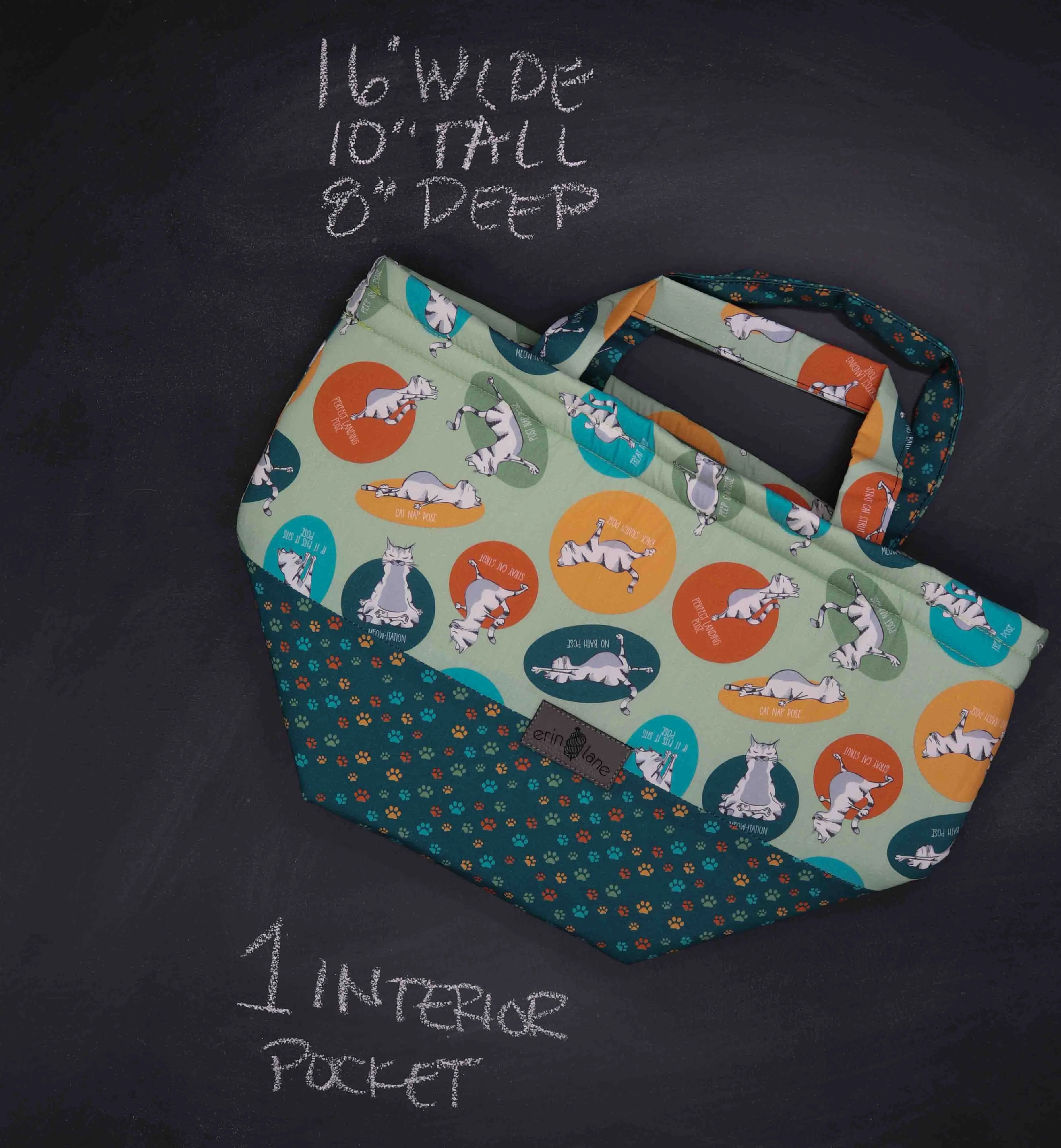 Bucket Tote Bag in Feline Fitness