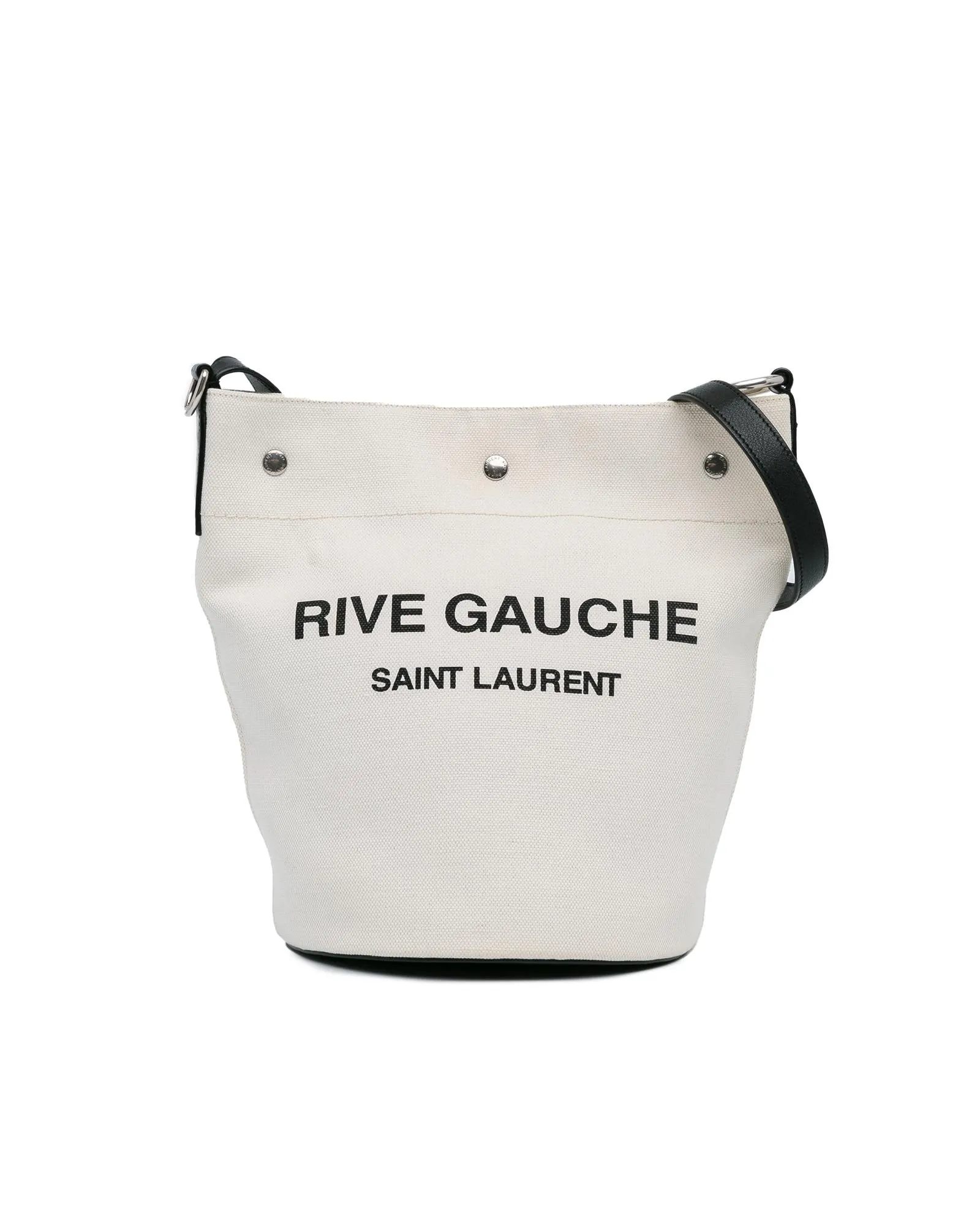 Canvas Bucket Bag with Flat Shoulder Strap