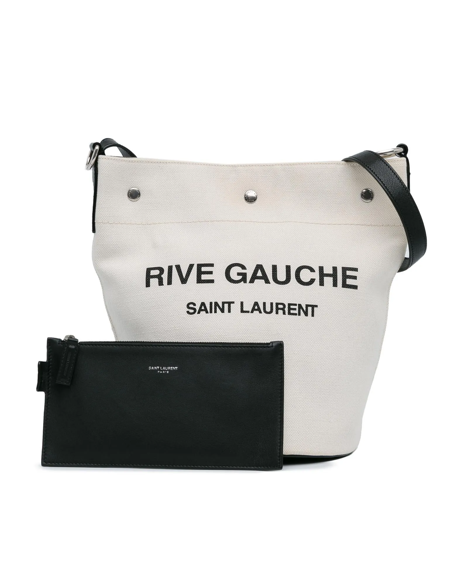 Canvas Bucket Bag with Flat Shoulder Strap