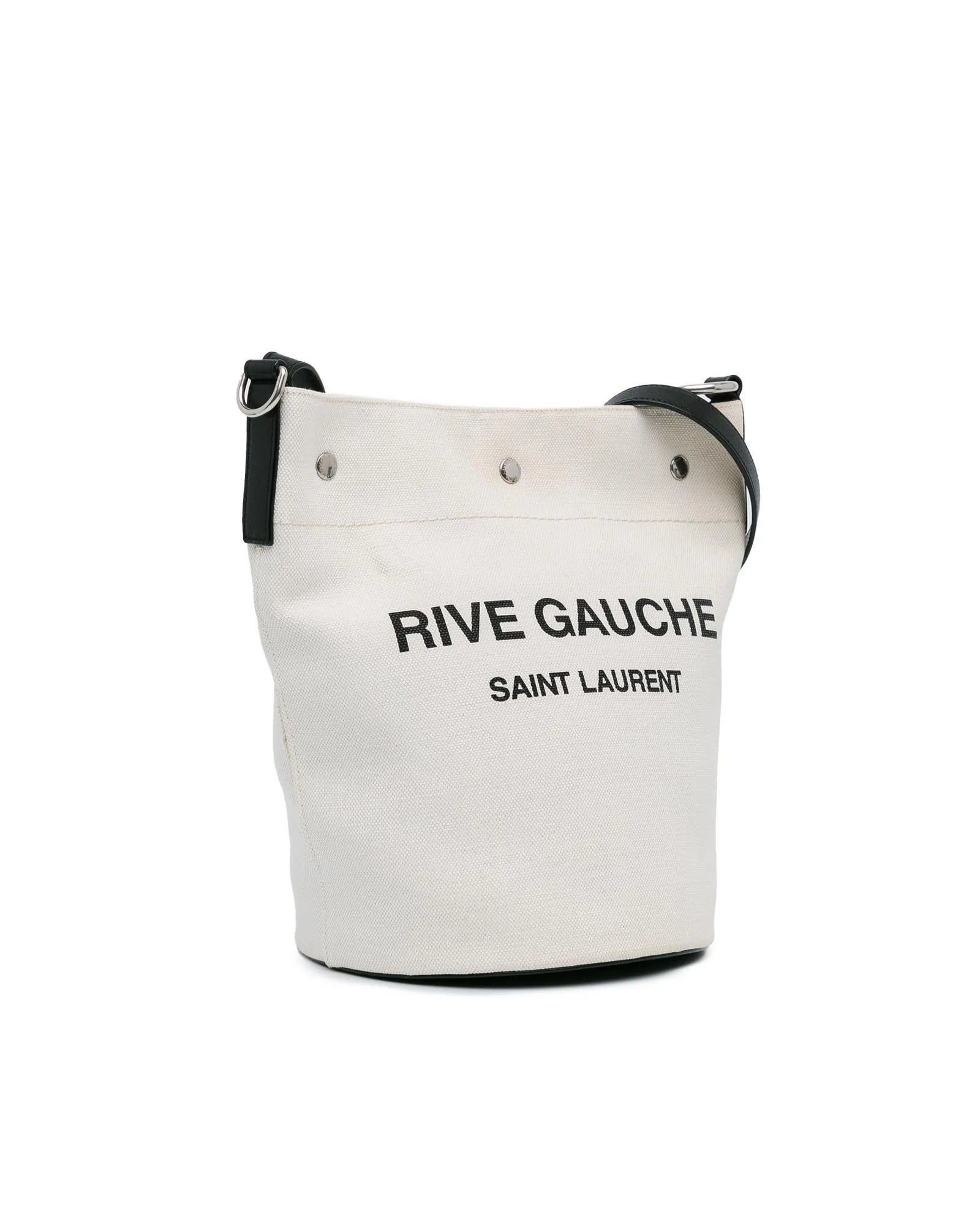 Canvas Bucket Bag with Flat Shoulder Strap