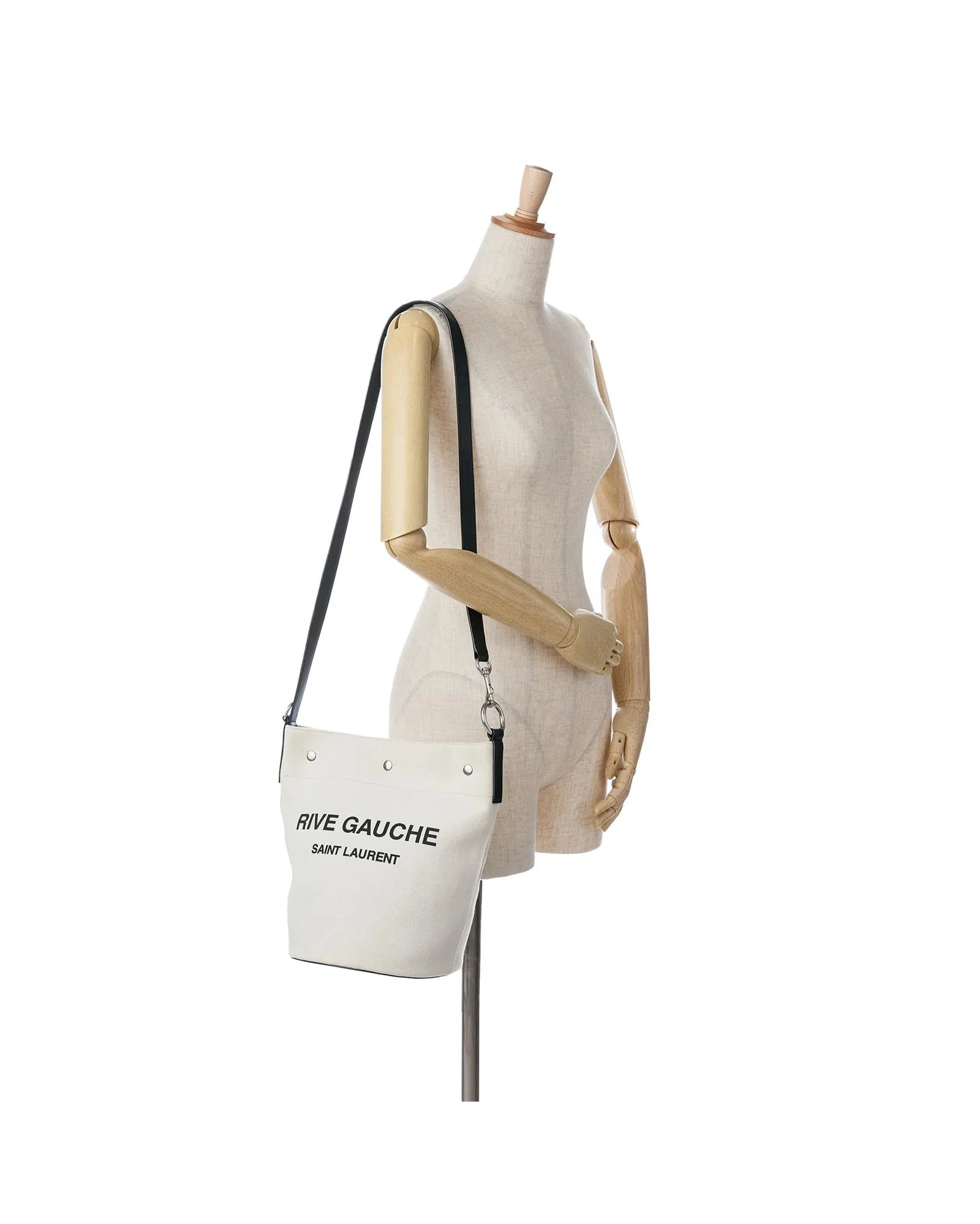 Canvas Bucket Bag with Flat Shoulder Strap
