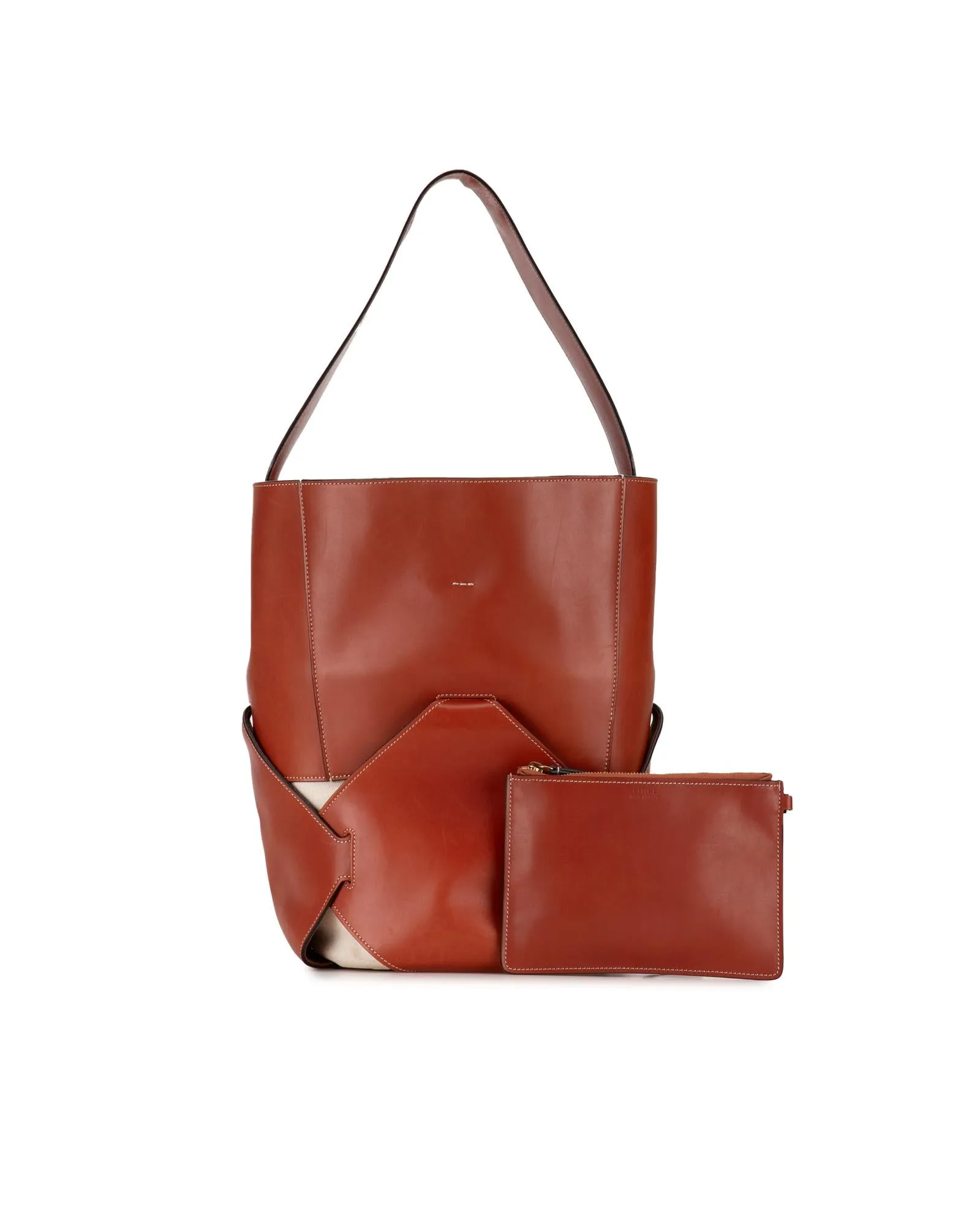 Celine Triomphe Bucket Bag in Brown Leather