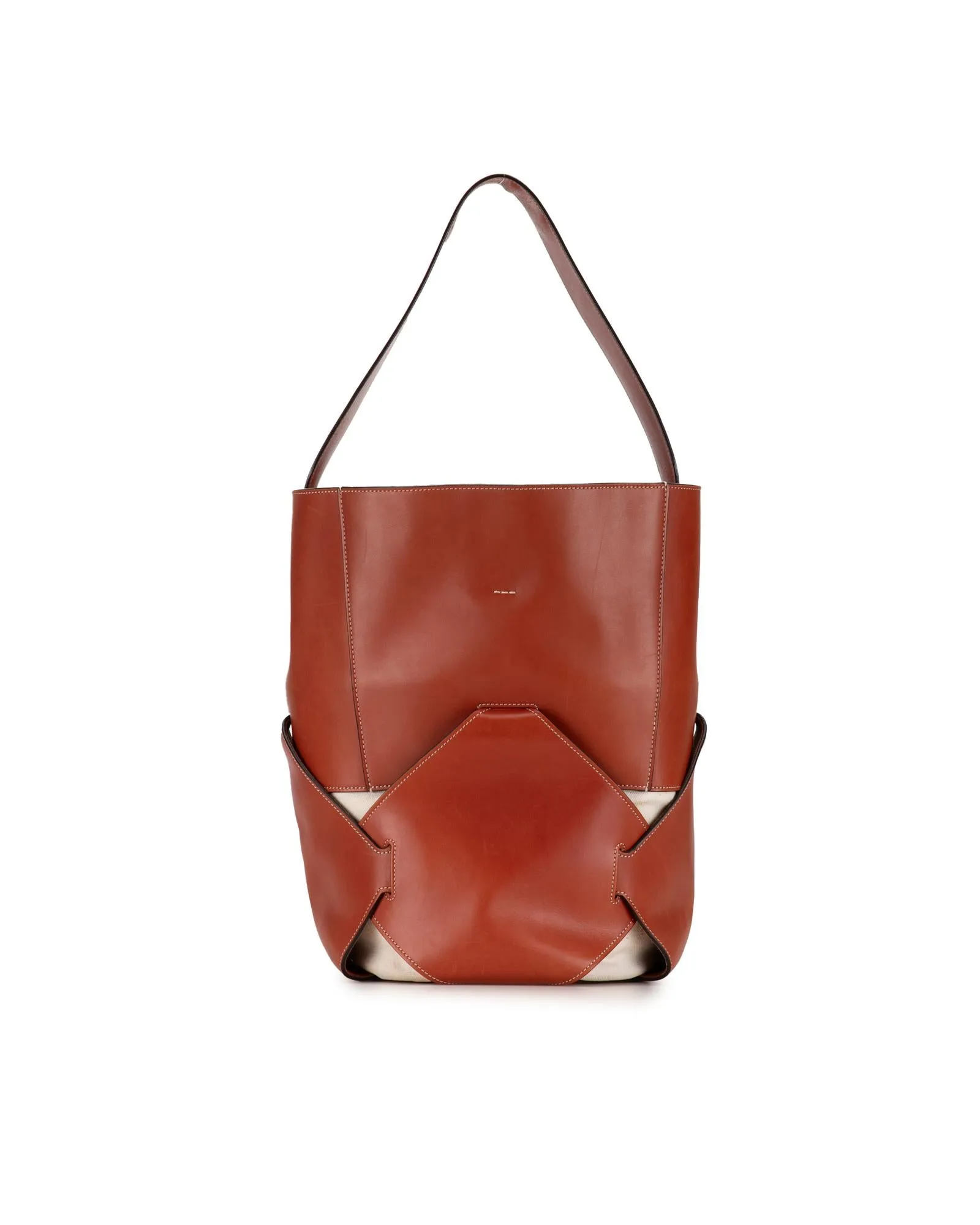 Celine Triomphe Bucket Bag in Brown Leather