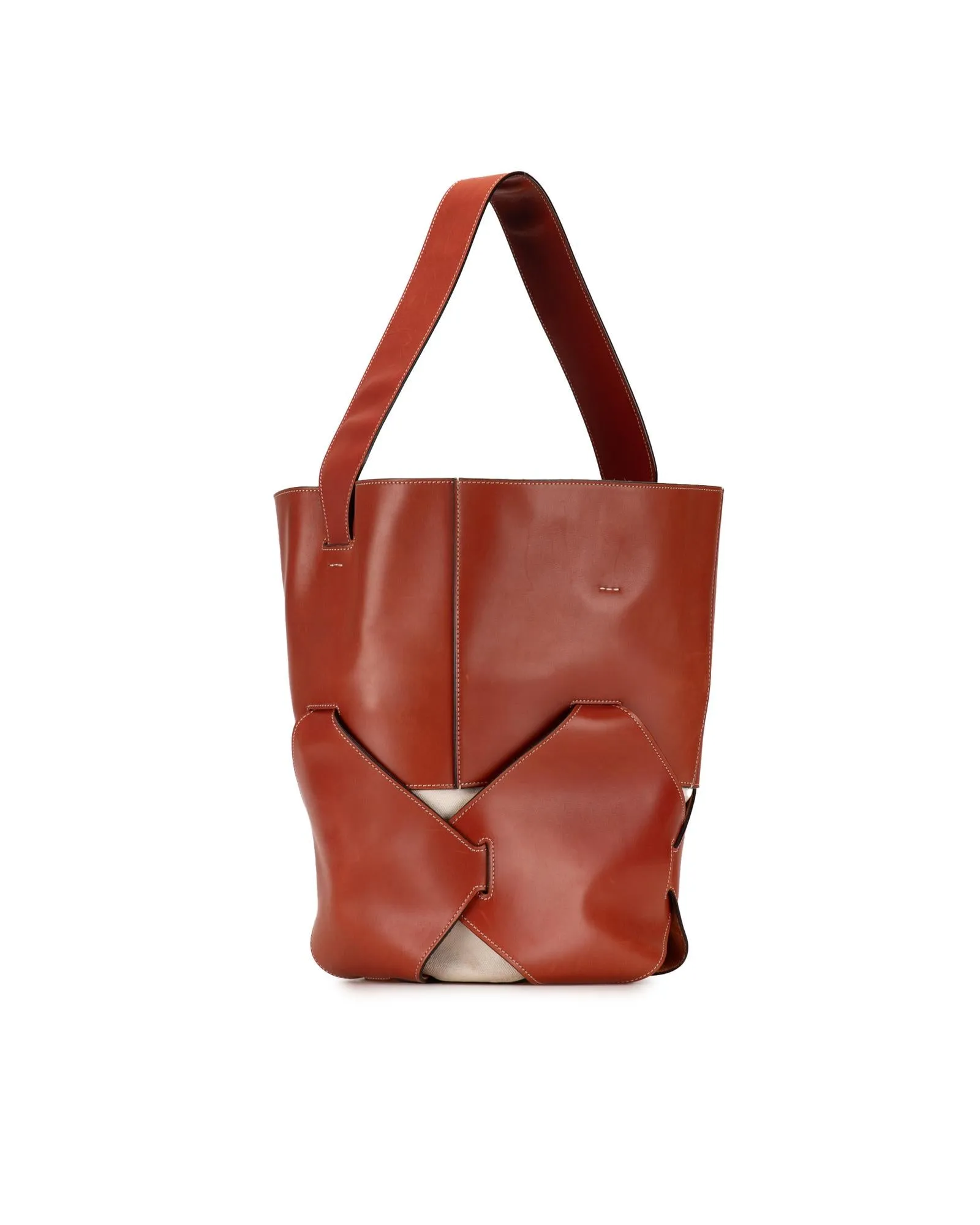 Celine Triomphe Bucket Bag in Brown Leather