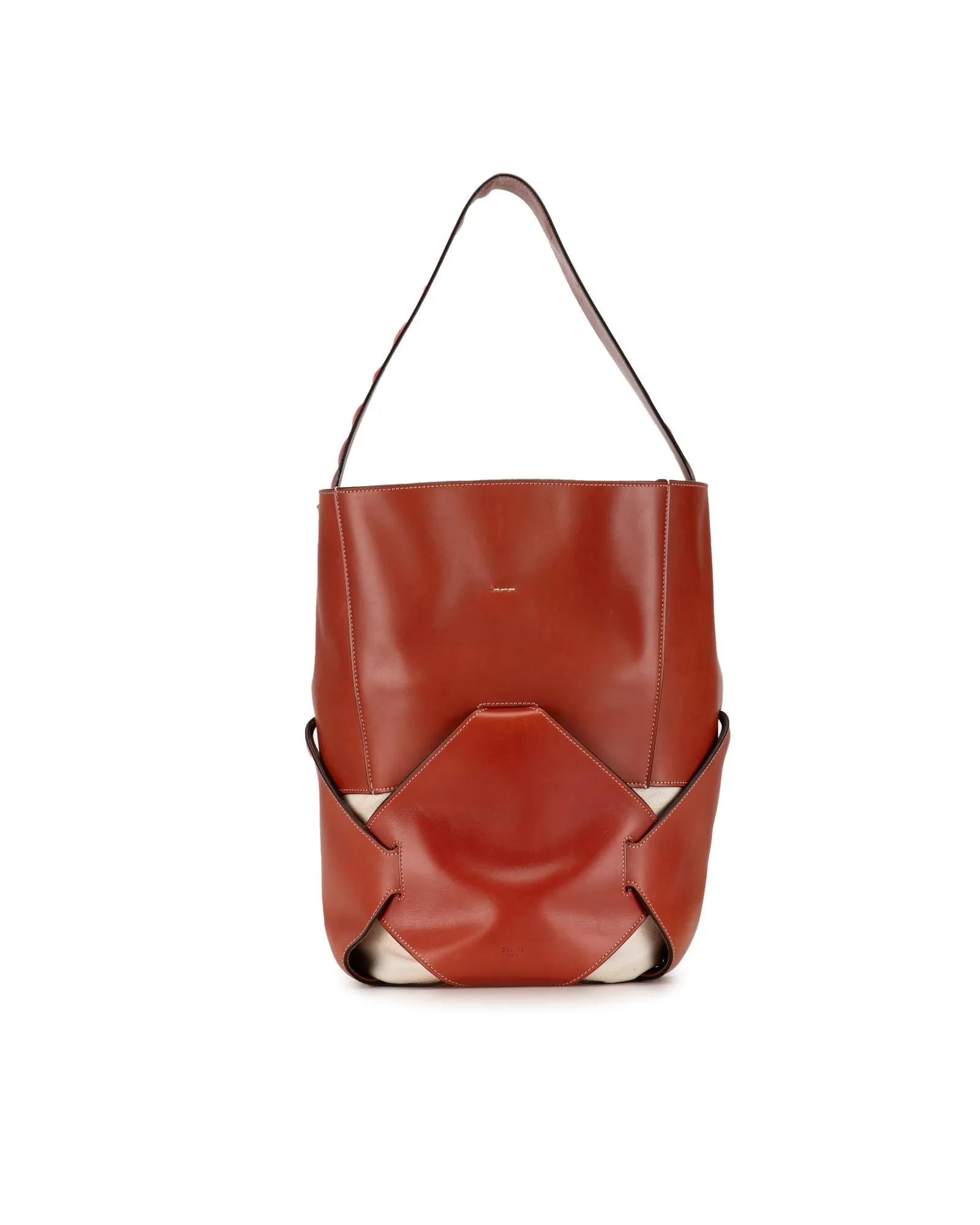 Celine Triomphe Bucket Bag in Brown Leather