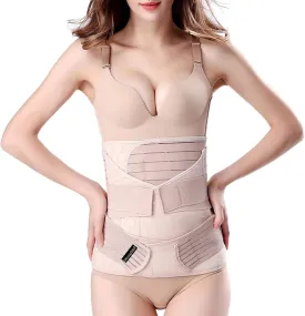 ChongErfei 3 in 1 Postpartum Support - Recovery Belly/waist/pelvis Belt Shapewear Slimming Girdle, Beige, L/One Size For Posture Correction