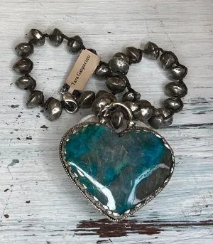 Chrysocolla Heart Necklace by Tara Gasparian